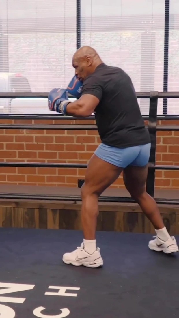 上图是泰森和教练科代罗一起训练的场面,泰森的大腿肌肉十分发达,看