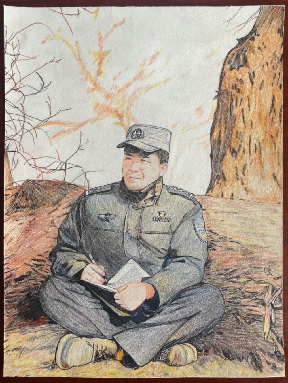 向英模致敬为英模画像扎根胡杨林的土警察热合曼艾海提