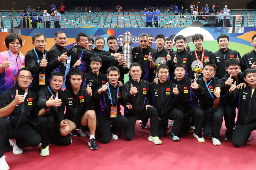 体育乒乓球世乒赛团体赛男子决赛中国队夺冠4