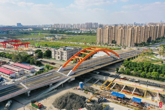 连通闵行徐汇景东路跨春申塘大桥已竣工预计本月底通车