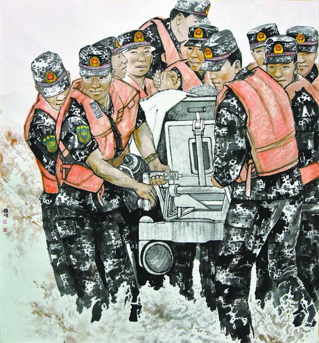 迷彩军魂(中国画)