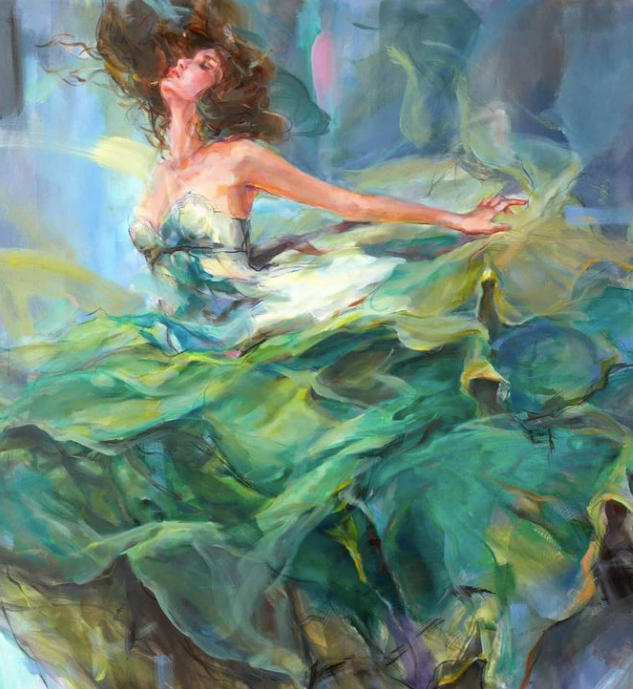 古典与现代,这组吊带装的美女画作,浪漫到了极点