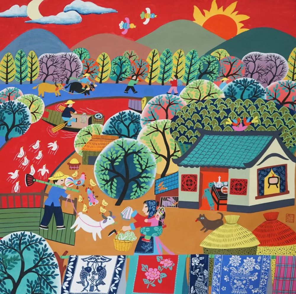 金黄璀璨的秋天,就在金山农民画里!_腾讯新闻