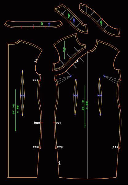 3種旗袍的製版紙樣圖