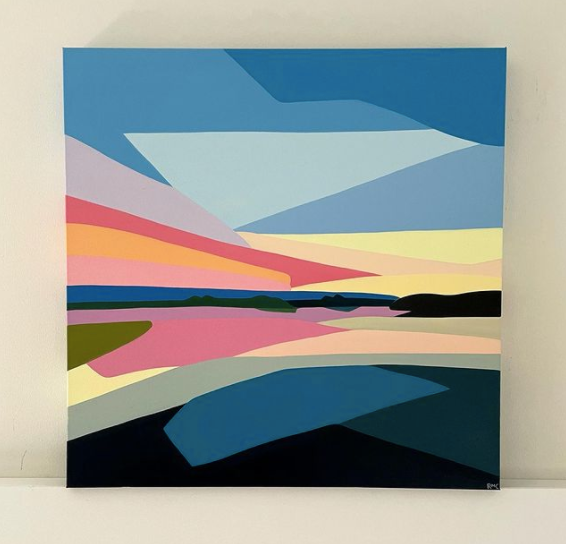 她用几何形状,画出疗愈系的抽象海景