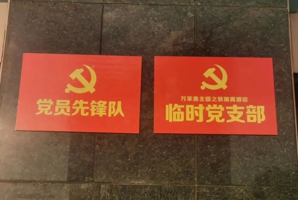 万家惠北国之骄隔离酒店临时党支部正式成立,并为"党员先锋队"授牌