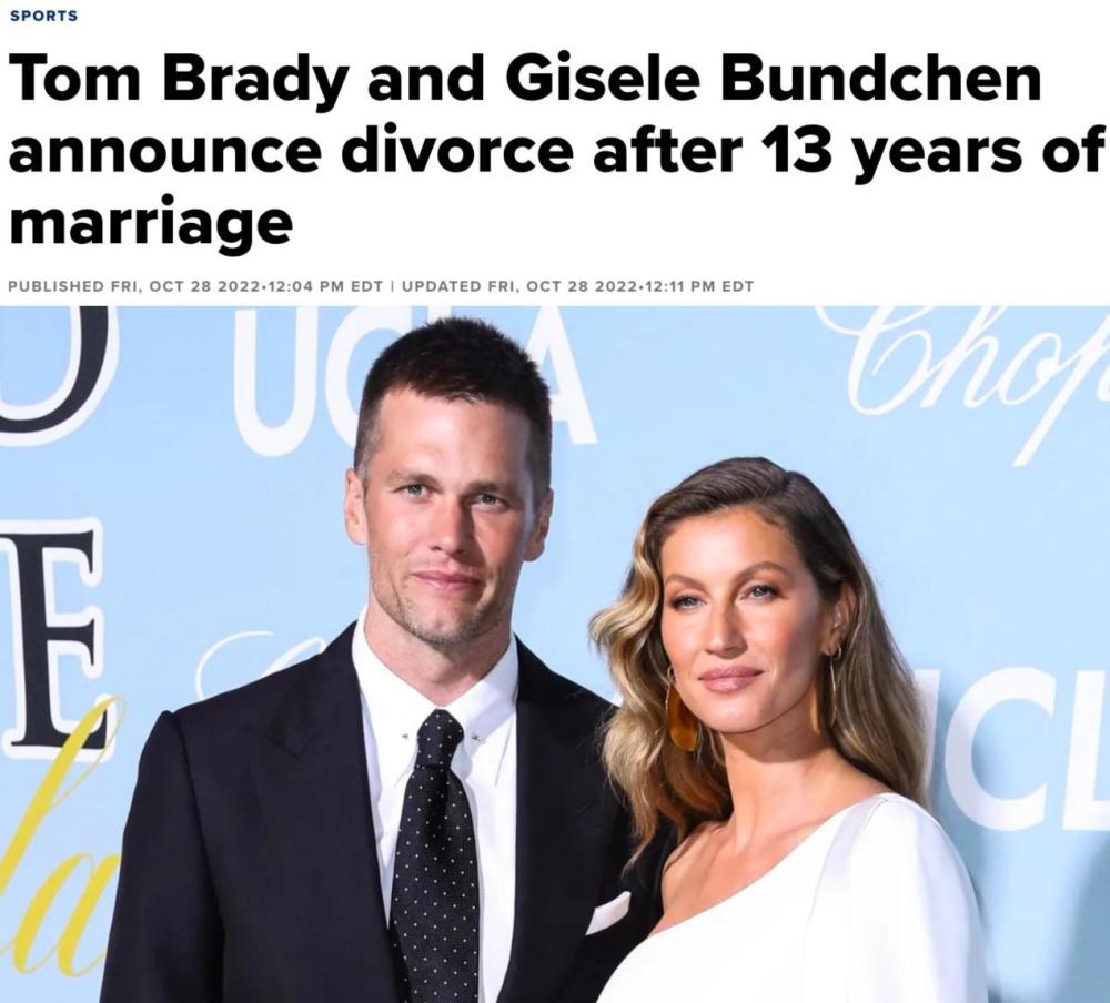 与老公布拉迪结束13年婚姻,将分割53亿财产_腾讯新闻