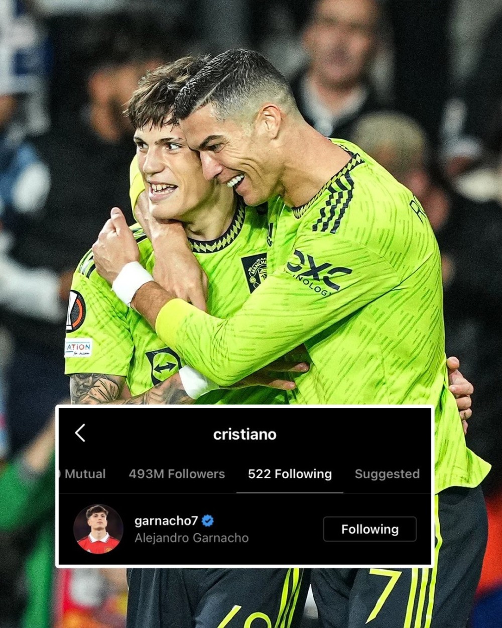 c罗在ins中关注了曼联小将加纳乔_腾讯新闻