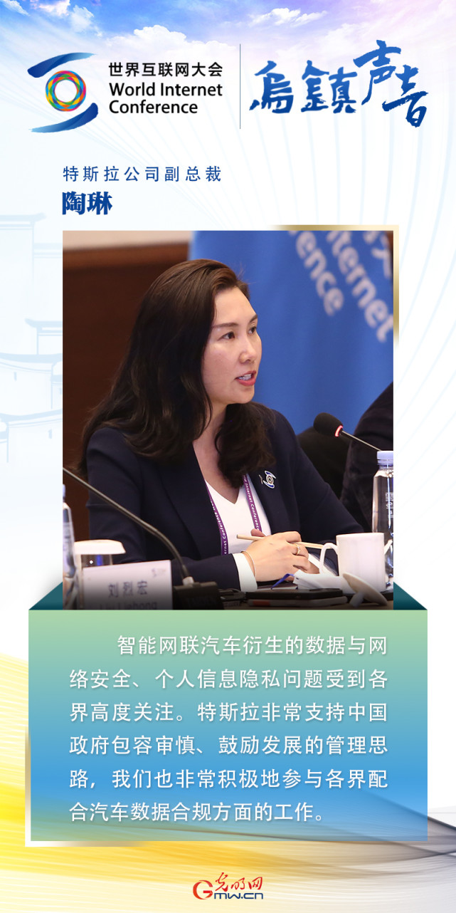 【乌镇声音】海报丨特斯拉公司副总裁陶琳:积极地参与各界配合汽车