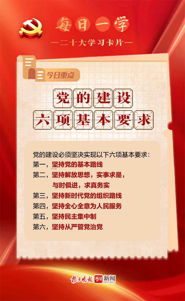 二十大学习卡片｜党的建设有哪六项基本要求？