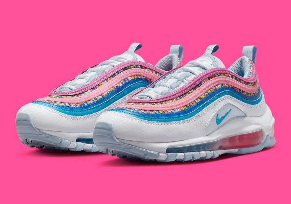 新配色 air max 97 官图曝光!彩虹鞋面骚气十足!_腾讯新闻