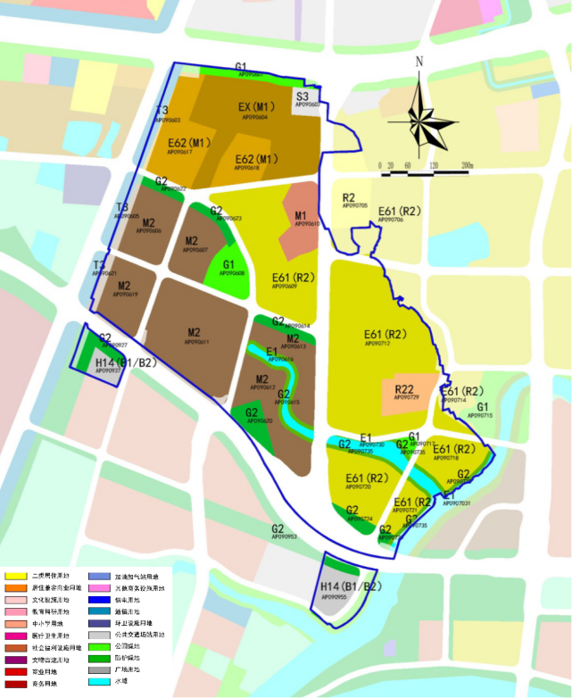 土地利用规划图据现行的《广州市黄埔中心区控制性详细规划》鲜示