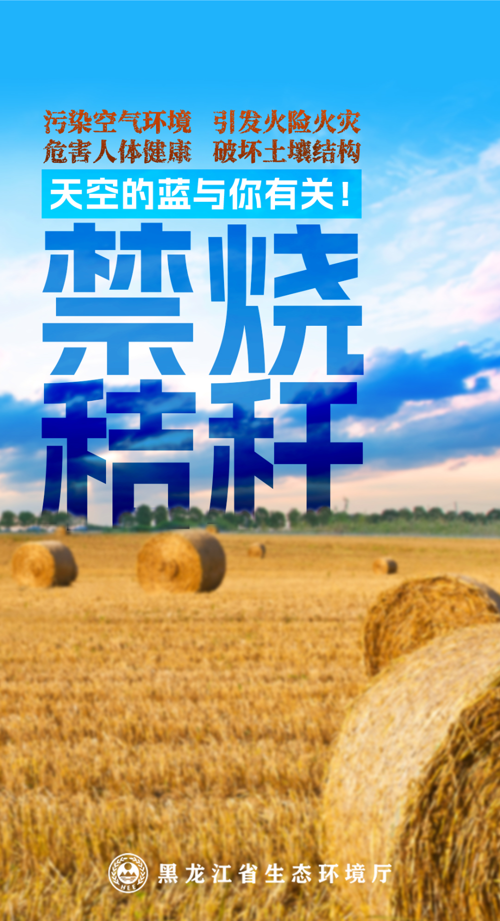 秸秆禁烧宣传海报丨天空的蓝与你有关