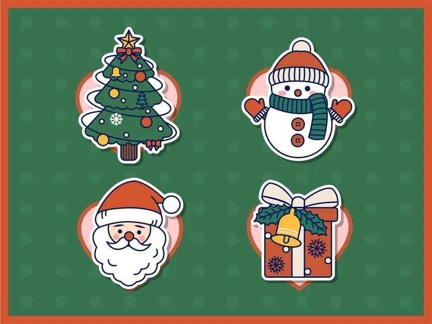 ai圣诞节贴纸插画