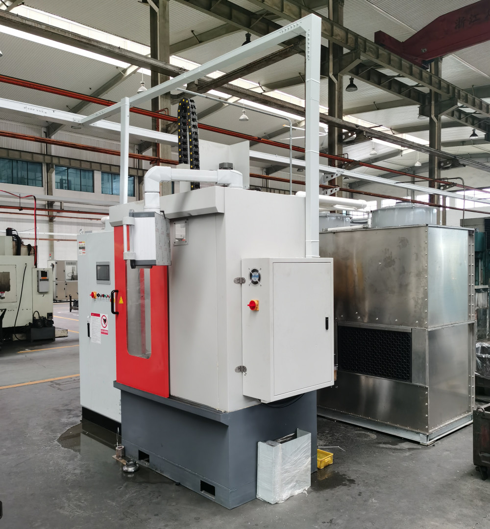 叶轮高频淬火设备配套的立式数控淬火机床具有连续淬火,同时淬火,分段