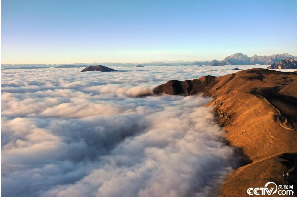 甘肃陇南高山牧场现云海景观