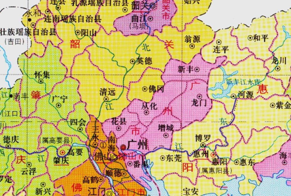 英德县,阳山县,南雄县,始兴县,翁源县,连县,乳源县,从化县,佛冈县