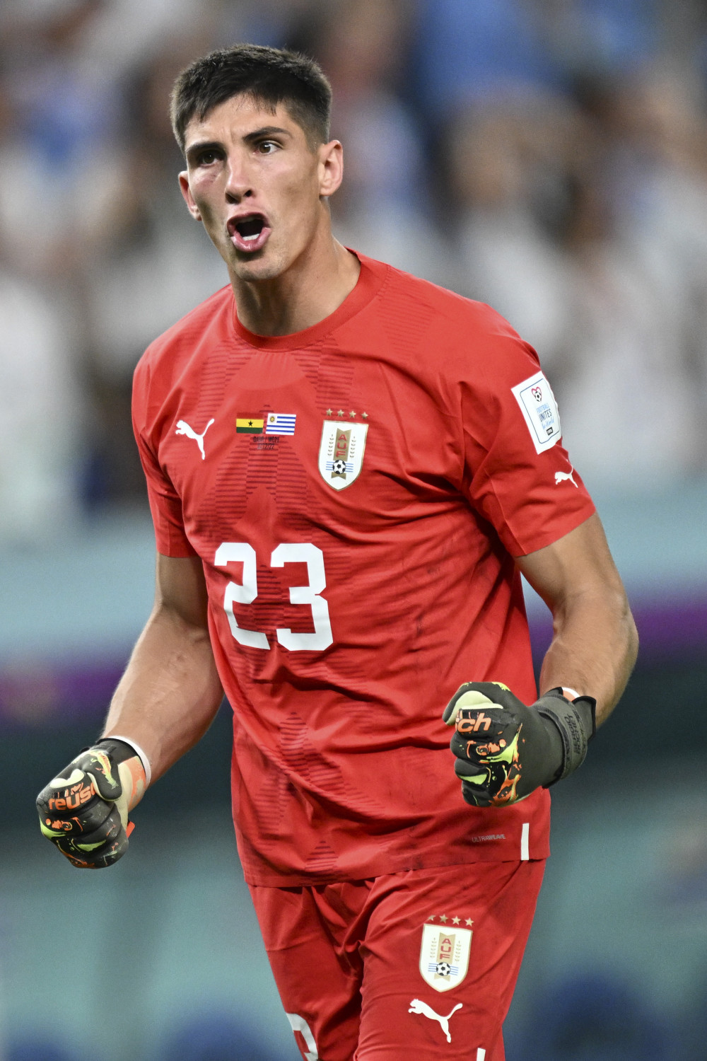 12月2日,乌拉圭队守门员塞尔吉奥·罗切特在比赛中.