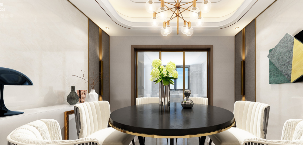 190平现代轻奢风三居室弧形跌级吊顶简单又不失时尚感