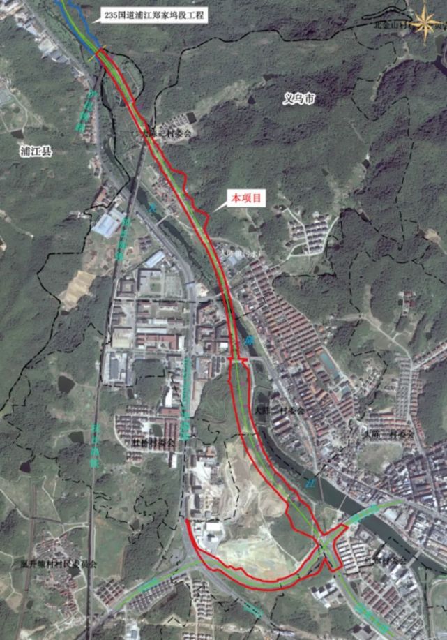 规划公示235国道浦江交界至义乌大陈段改建工程选址已定