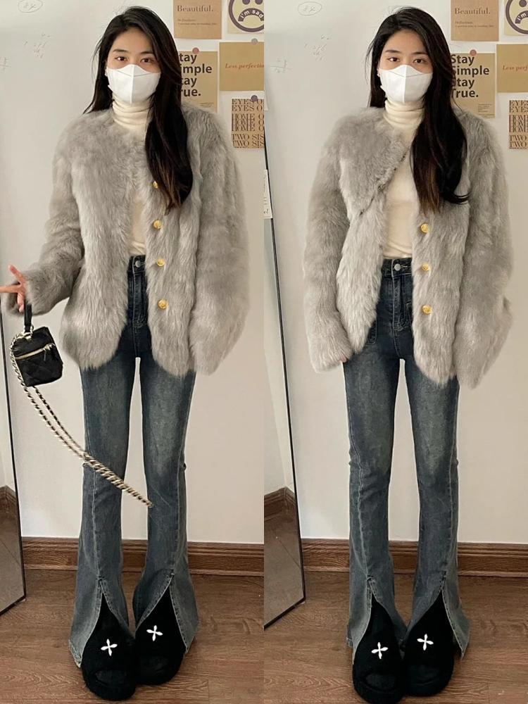 华贵的皮草大衣怎么穿好看试试配这四条裤子时尚又显腿长