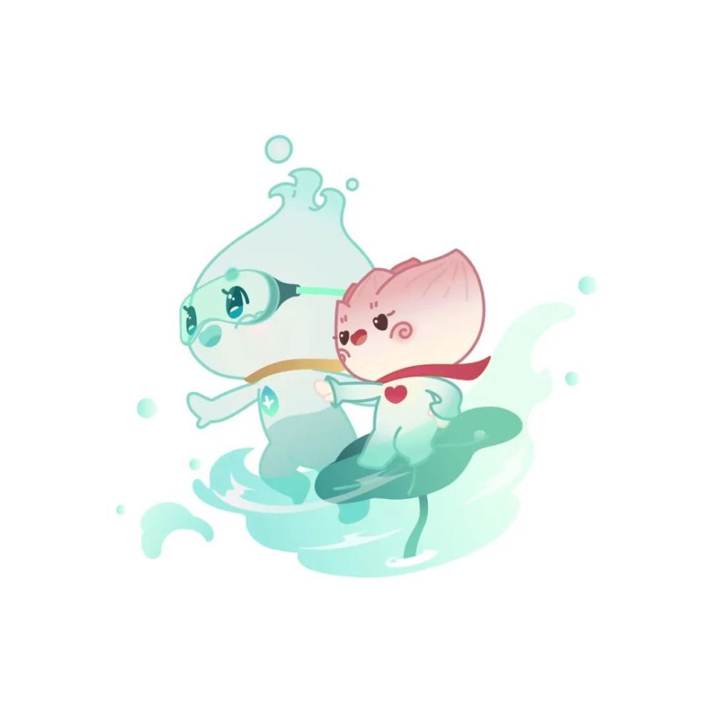元气水保,好似能量饱饱的小水滴,头顶有一朵会随着心情变化的小水花