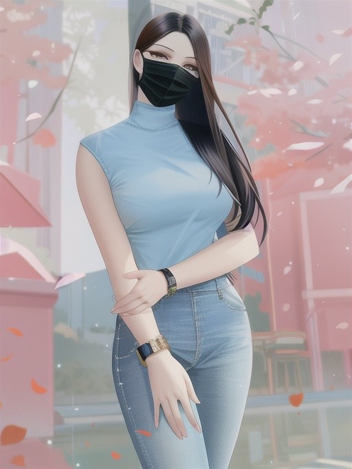 漂亮的长发牛仔裤美女