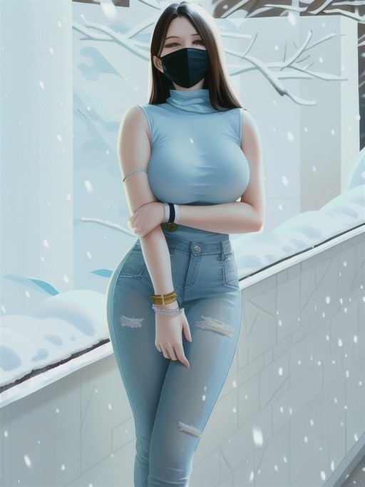 漂亮的长发牛仔裤美女
