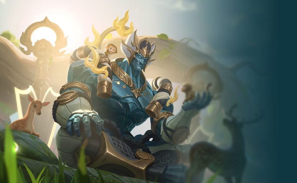 海报中的墨子以金黄色和墨青色为主,架出一幅进攻的姿态,操控两把武器