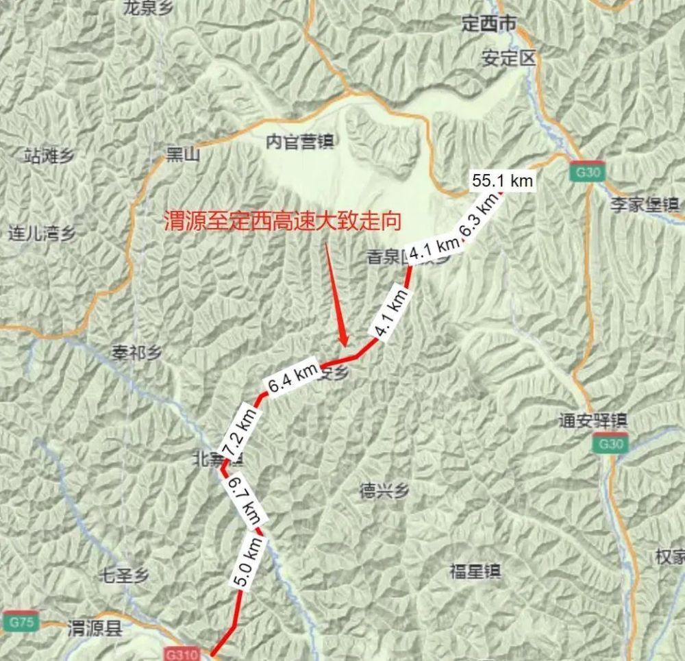 通渭至陇西高速公路:通陇高速公路路线起点为通渭县襄南镇,路线由东北