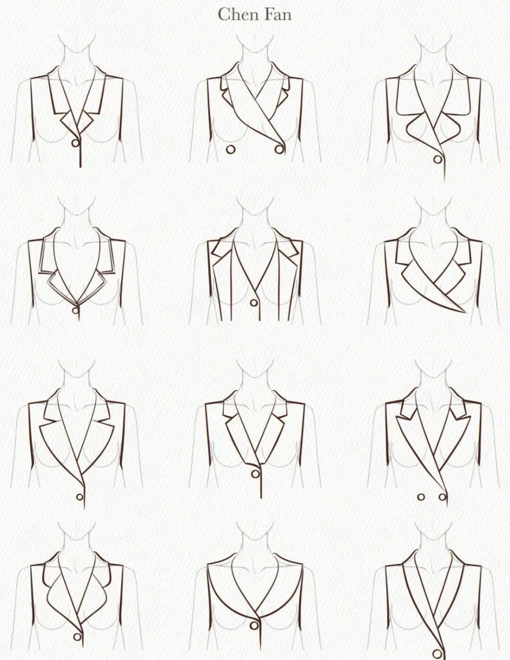 版型|100款-女装领子设计款式图线稿专题!插图8