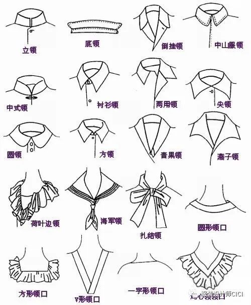 版型100款女装领子设计款式图线稿专题