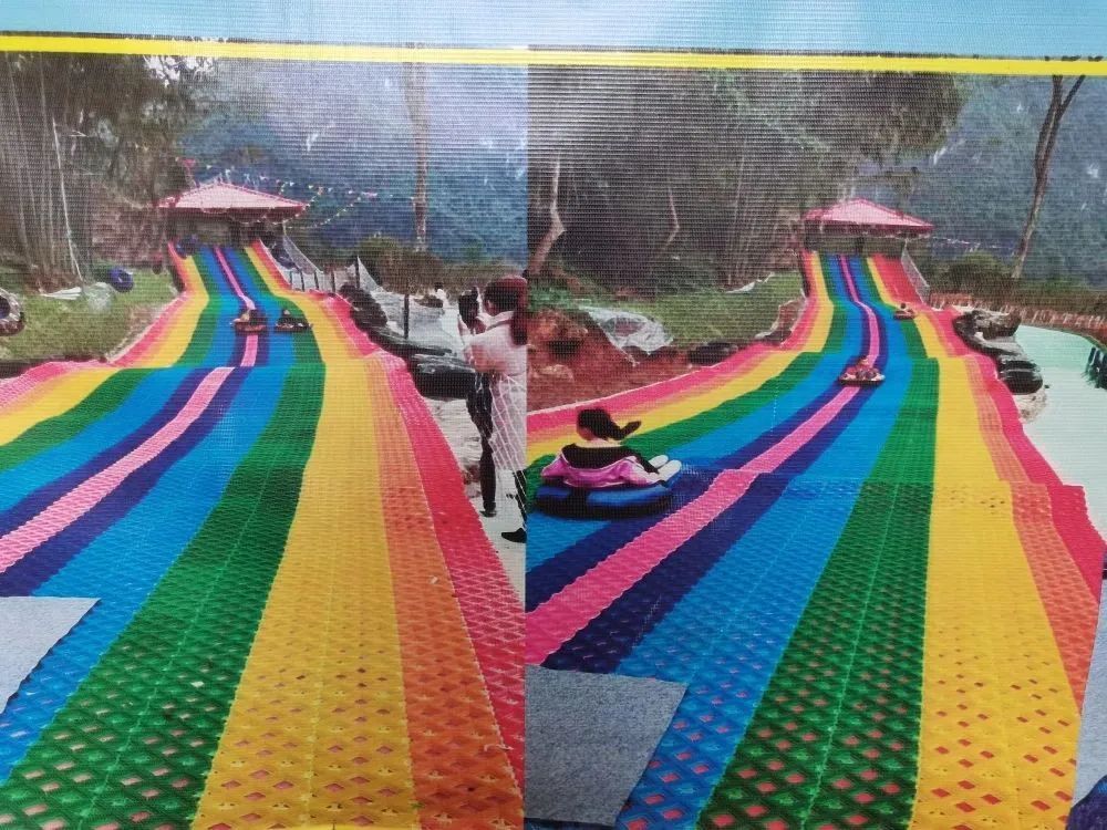 彩虹滑道水上玻璃滑道水上乐园荷塘风光樱花谷景区服务功能齐全,现