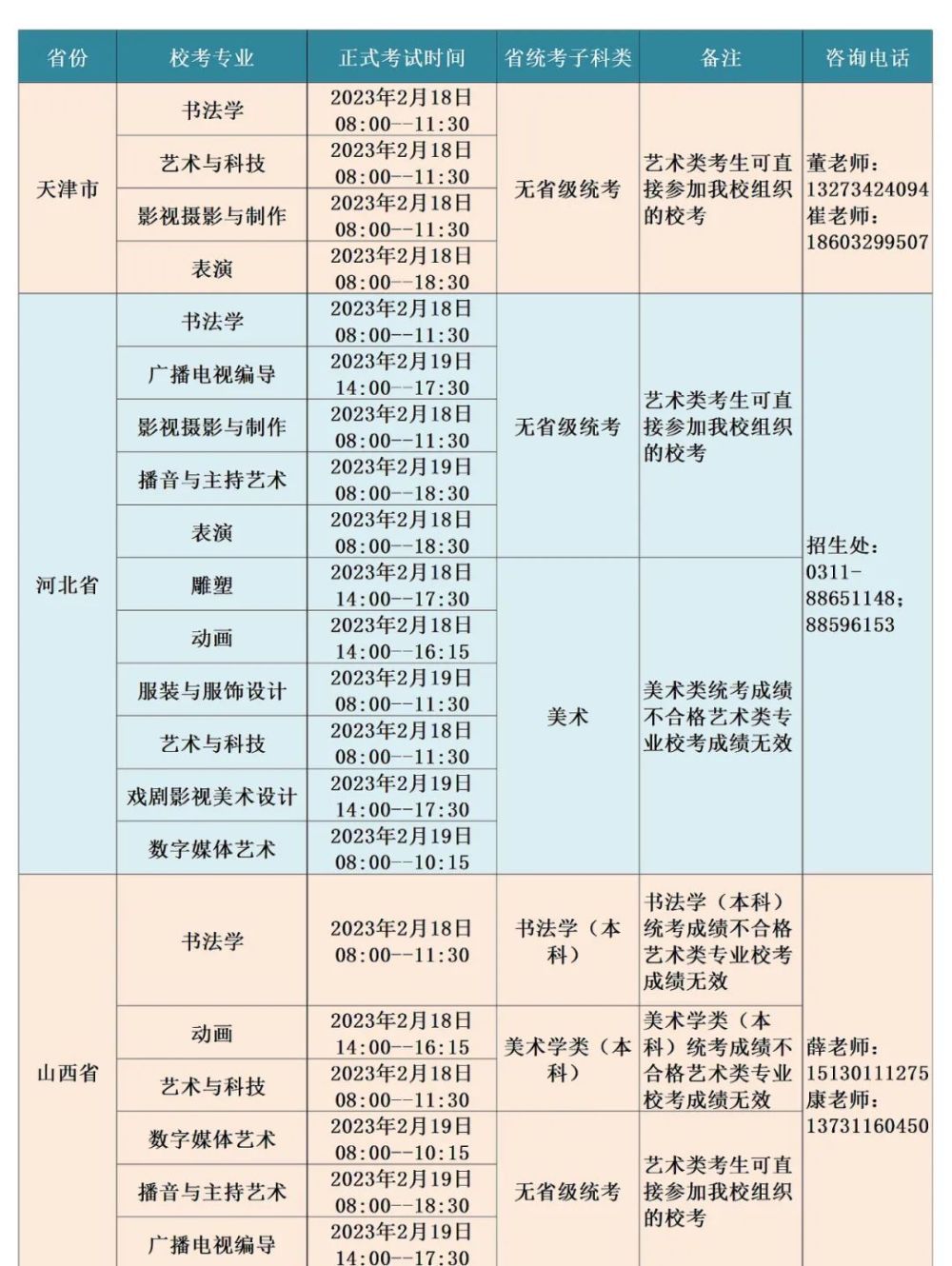 河北美術學院2023年藝術類專業校考報名考試須知