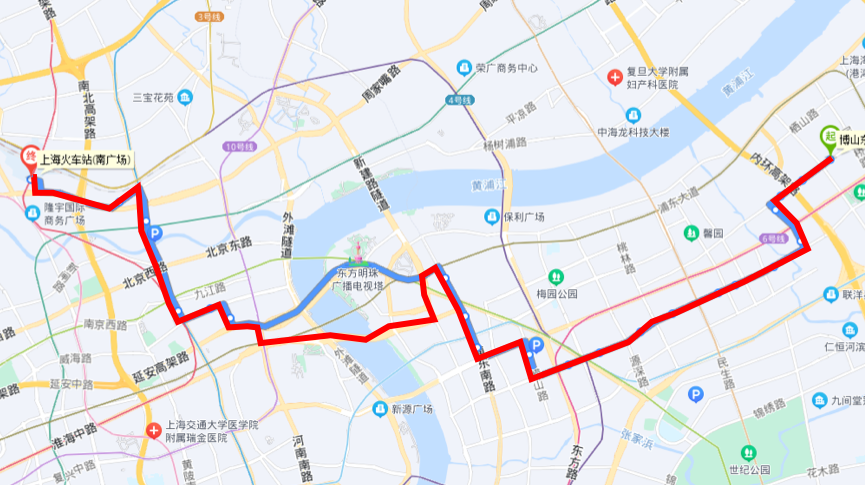 隧道三线,隧道六线,隧道夜宵线走向:自浦东南路,陆家嘴东路,陆家嘴