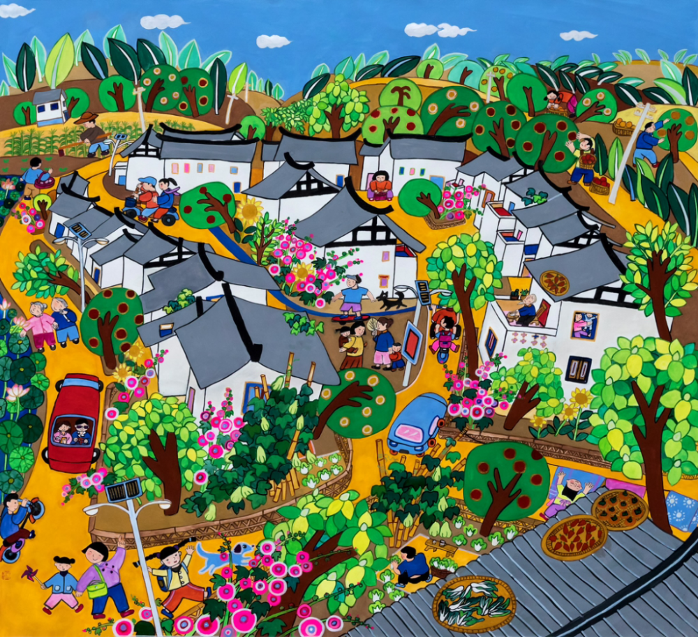 《幸福家园》展现的是作者家乡简阳荷桥村新农村的幸福家园新风貌