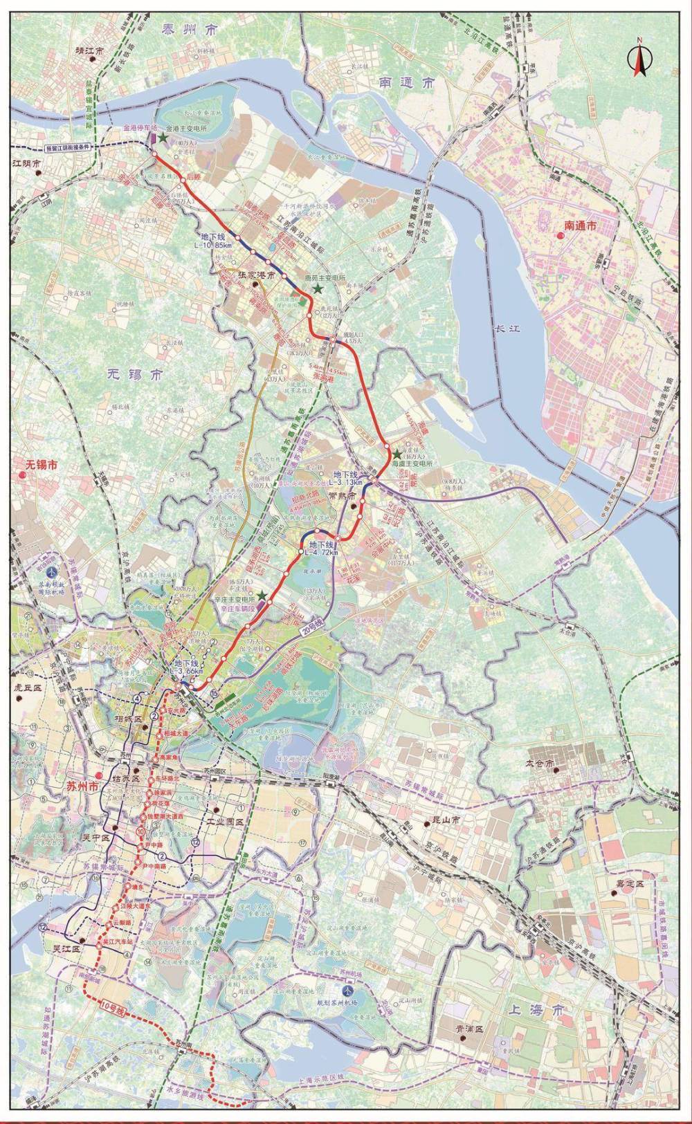 苏州轨道交通10号线(苏虞张段)线路全长90.