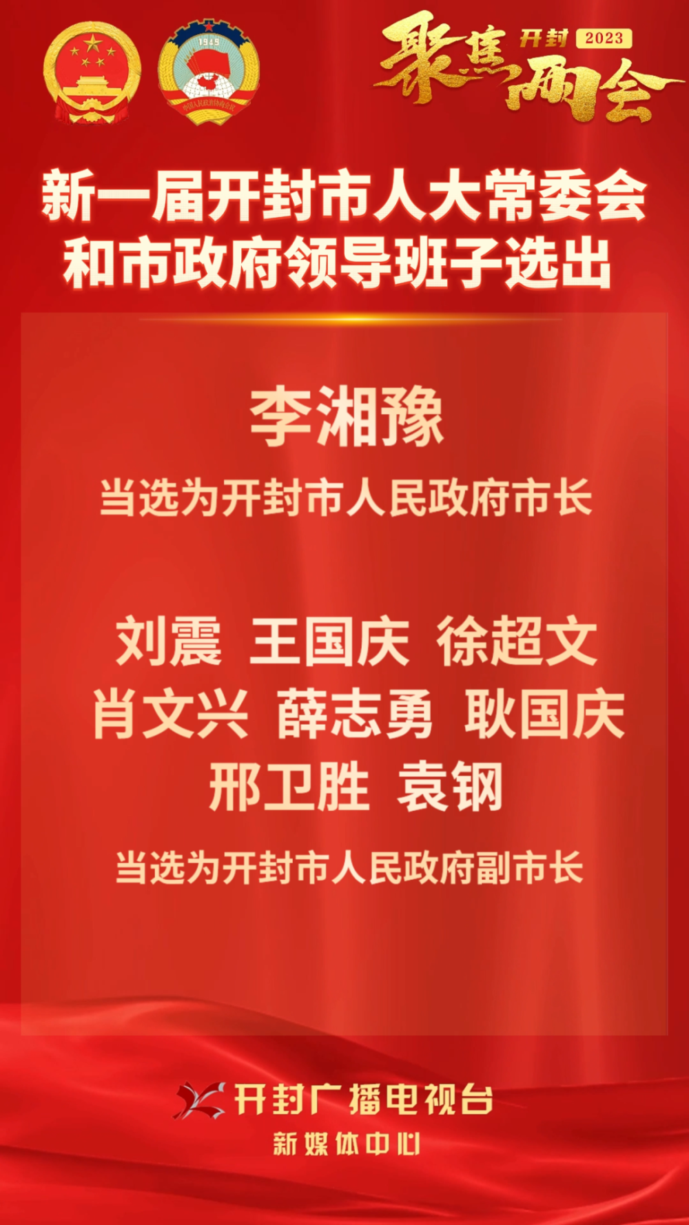 李湘豫当选开封市市长,方婷当选开封市人大常委会主任