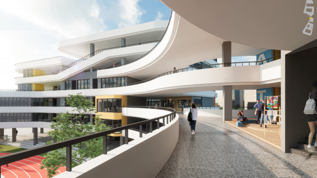 松柏中学高中部昨天开建位于