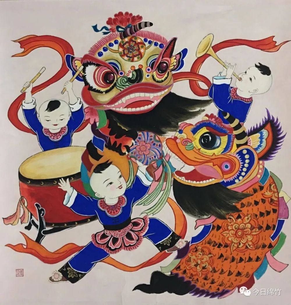 据了解这次新年画展中展出的50幅中国年画色彩鲜艳,风格独特,题材