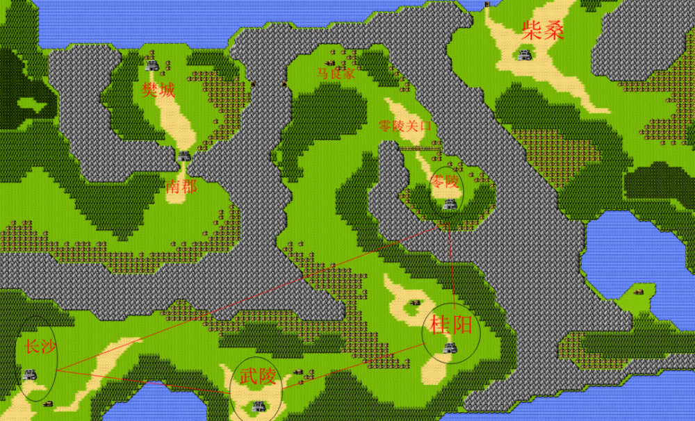 这里同样也是刘备开始一统天下的过渡阶段,虽然《吞食天地》的地图与