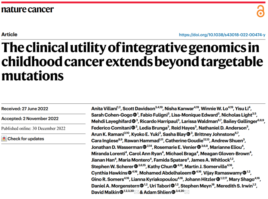 Nature Cancer｜超300人前瞻性临床研究揭示整合基因组学在儿童癌症中的临床效用_腾讯新闻