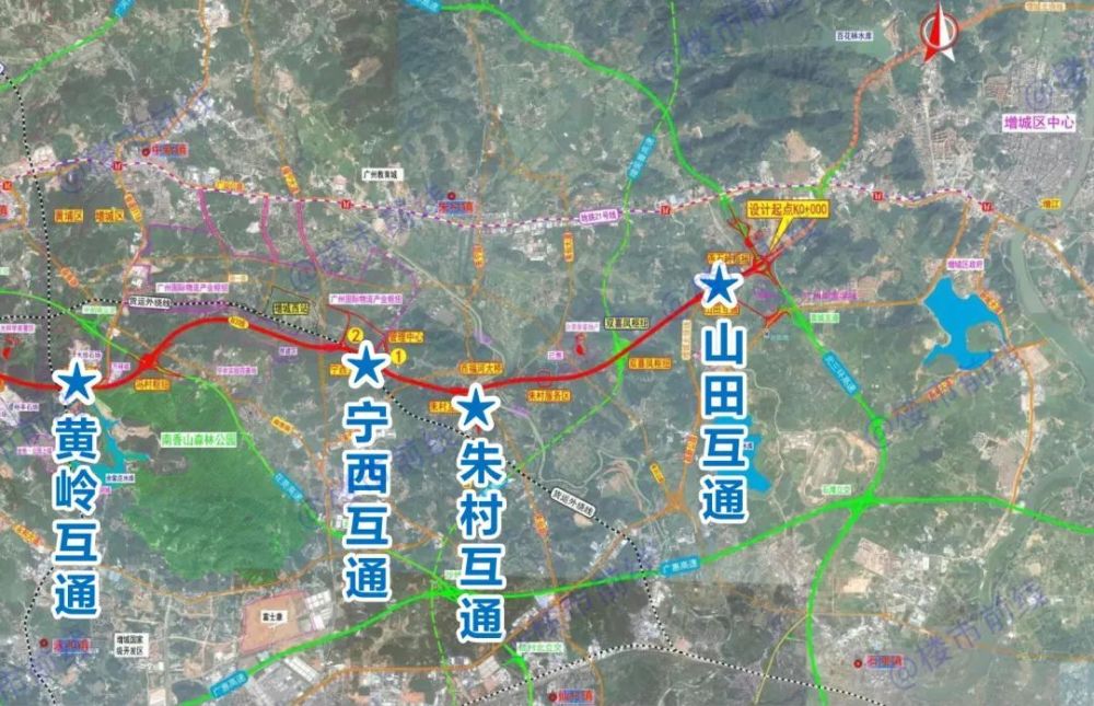 还设有山田,朱村,宁西,黄岭共4处互通立交(出入口)与其它道路连接