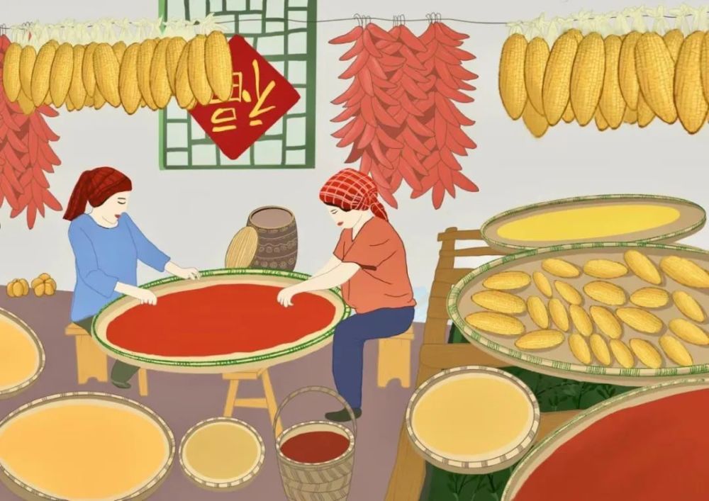 类别:插画作者:黄子玲(婺源县)《晒秋》14这幅画绘制了蓝天白云下