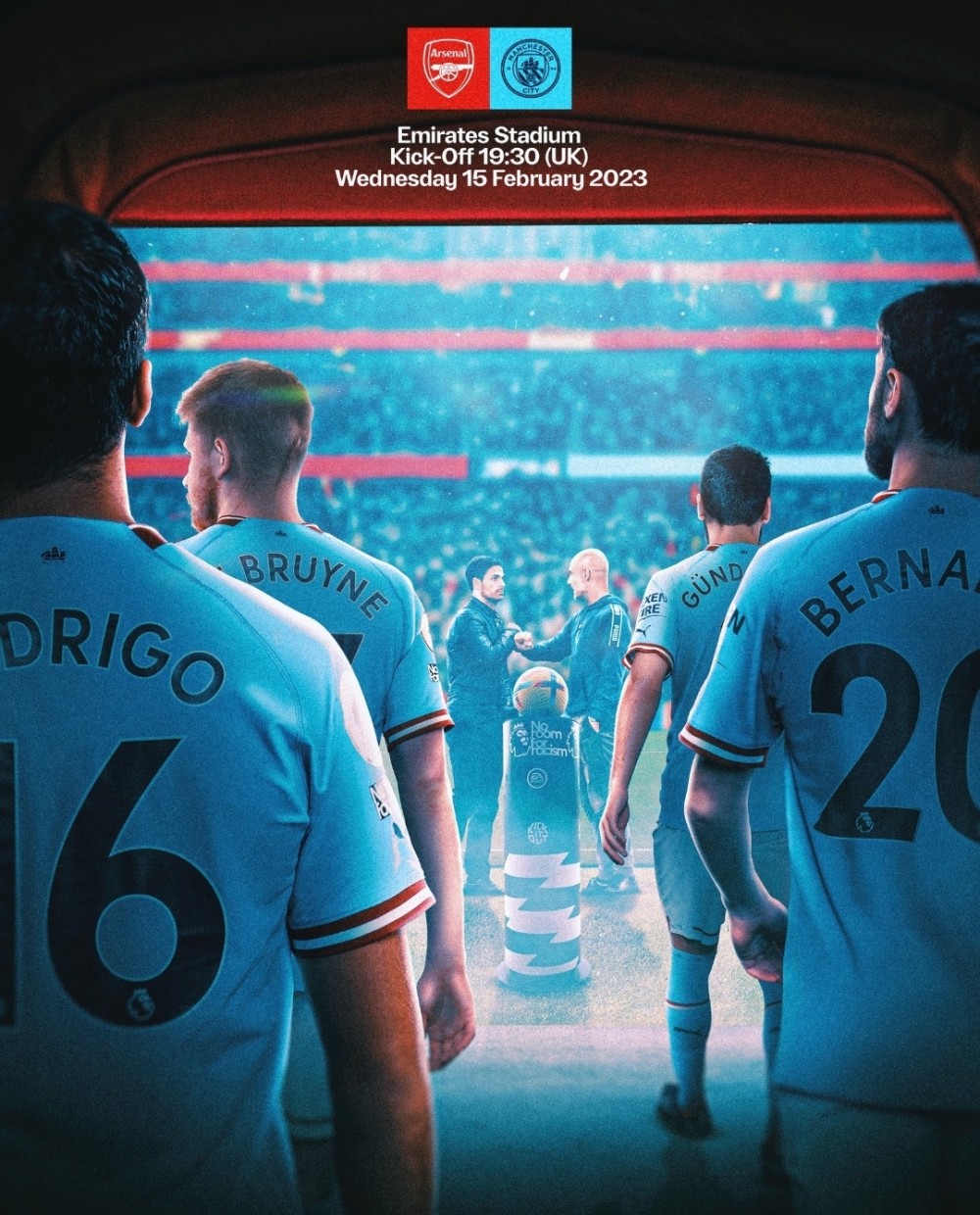 曼城官方发布对阵阿森纳海报:两队主帅c位,德布劳内&b席等出镜_腾讯