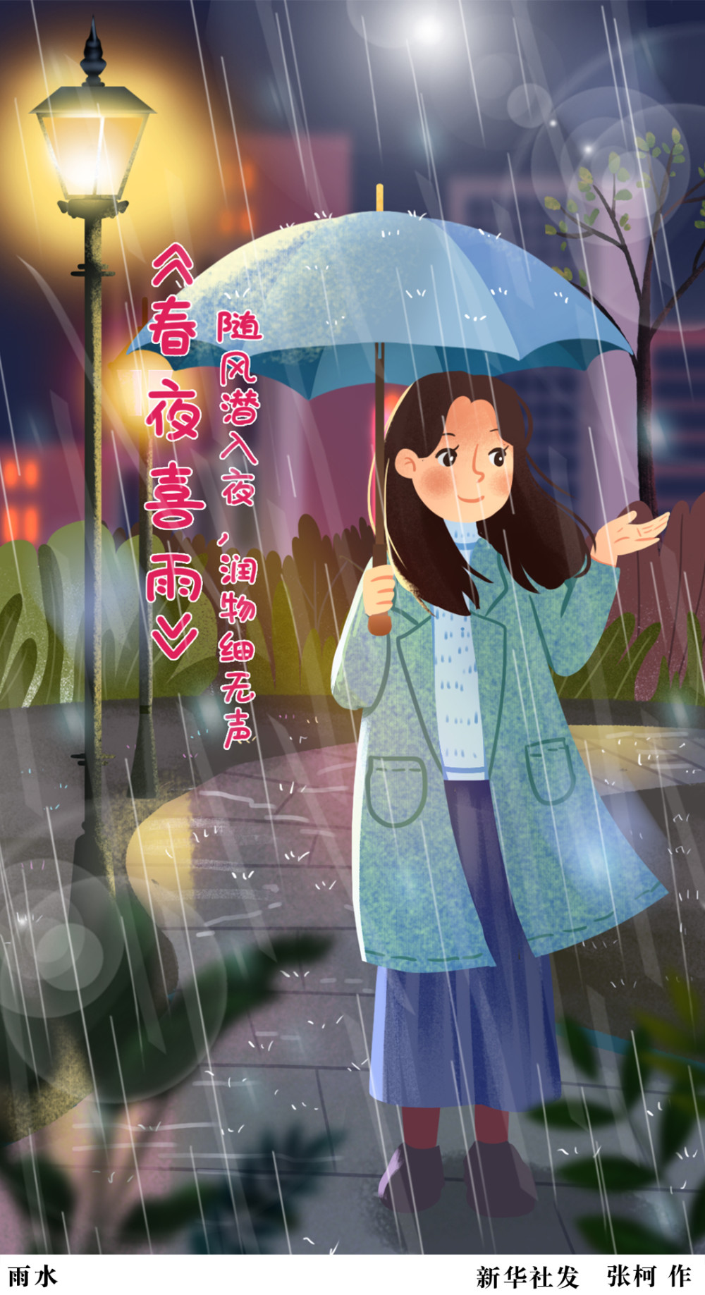 图表插画二十四节气雨水雨水二