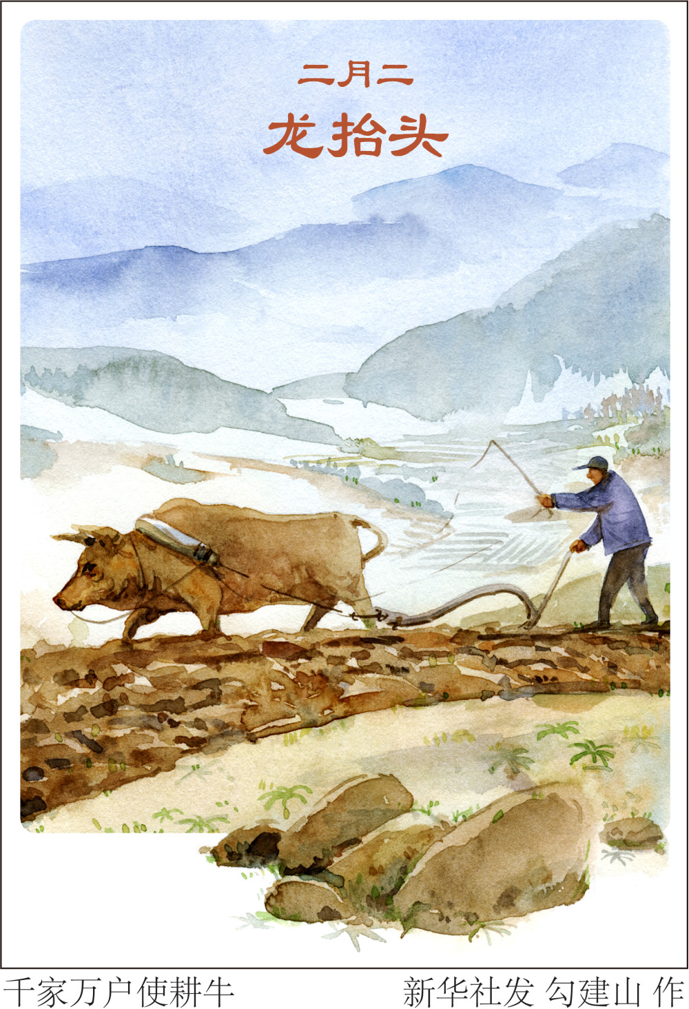 图表插画节令之美二月二千家万户使耕牛