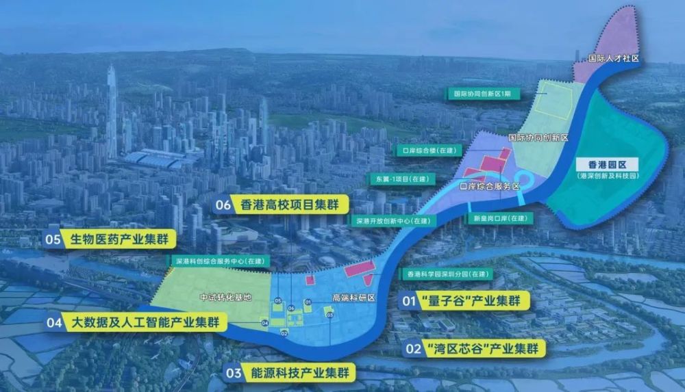 河套深港科技创新合作区位于深圳市福田区南部与香港特别行政区接壤处