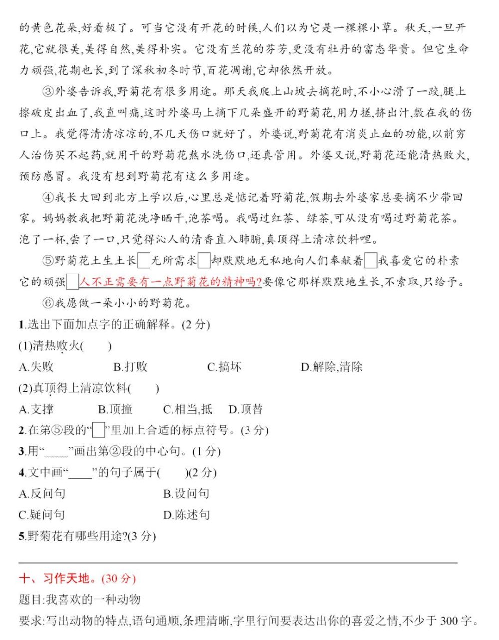 越早知道越好（三年级下册语文考试卷）三年级下册语文期末考试的试卷 第8张