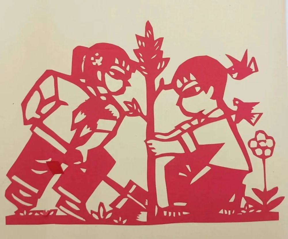 他们用剪纸过了一个别样的植树节